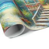 Tropical Hut Christmas Palm Tree Beach Decoupage Geschenkpapier (Rolleneckpunkt)