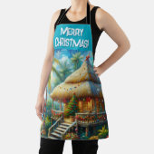 Tropical Hut Christmas Palm Tree Personalized Schürze (InSitu)