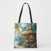 Tropical Hut Christmas Palm Tree Personalized Tasche (Vorderseite)