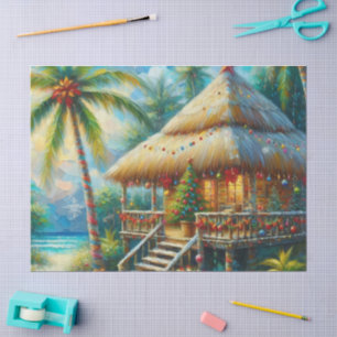 Tropical Hut Weihnachts Palm Tree Beach Decoupage Seidenpapier