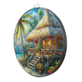 Tropical Hut Weihnachts Palm Tree Beach Lights Dartscheibe (Vorderseite rechts)