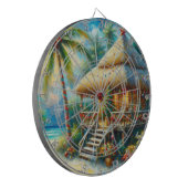 Tropical Hut Weihnachts Palm Tree Beach Lights Dartscheibe (Vorderseite Links)
