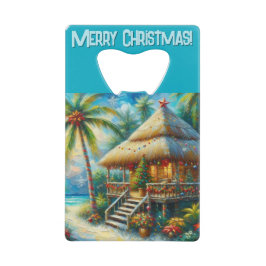 Tropical Hut Weihnachts Palm Tree Beach Lights Geldbeutel Flaschenöffner