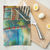 Tropical Hut Weihnachts Palm Tree Beach Lights Geschirrtuch (Viertel Falte)