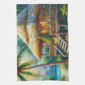 Tropical Hut Weihnachts Palm Tree Beach Lights Geschirrtuch (Vertikal)