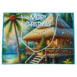 Tropical Hut Weihnachts Palm Tree Beach Lights Große Geschenktüte