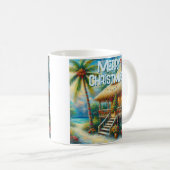 Tropical Hut Weihnachts Palm Tree Beach Lights Kaffeetasse (VorderseiteRechts)