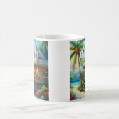 Tropical Hut Weihnachts Palm Tree Beach Lights Kaffeetasse (Mittel)