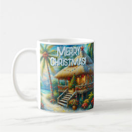 Tropical Hut Weihnachts Palm Tree Beach Lights Kaffeetasse