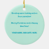 Tropical Hut Weihnachts Palm Tree Beach Lights Keramik Ornament (Hinten)