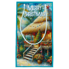 Tropical Hut Weihnachts Palm Tree Beach Lights Kleine Geschenktüte