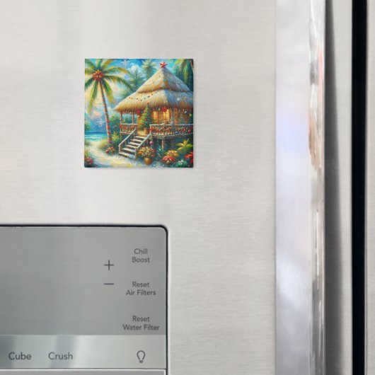 Tropical Hut Weihnachts Palm Tree Beach Lights Magnet (In Situ (Kühlschrank))