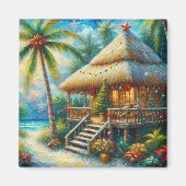 Tropical Hut Weihnachts Palm Tree Beach Lights Magnet (Vorne)