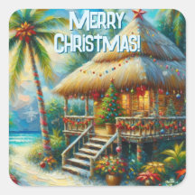 Tropical Hut Weihnachts Palm Tree Beach Lights