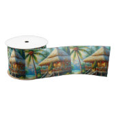 Tropical Hut Weihnachts Palm Tree Beach Lights Satinband (Spule)