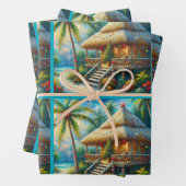 Tropical Hut Weihnachtspalme Decoupage Geschenkpapier Set (Beispiel)