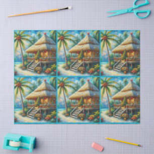Tropical Hut Weihnachtspalme Decoupage Seidenpapier