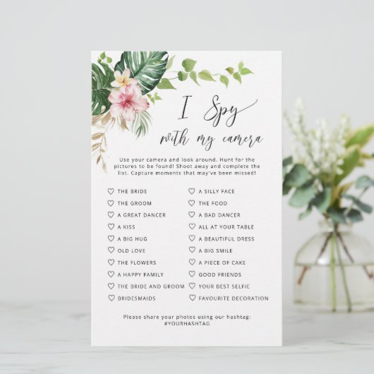 Tropical I spy mit meiner Kamera Hochzeitsspiel (Stehend Vorderseite)