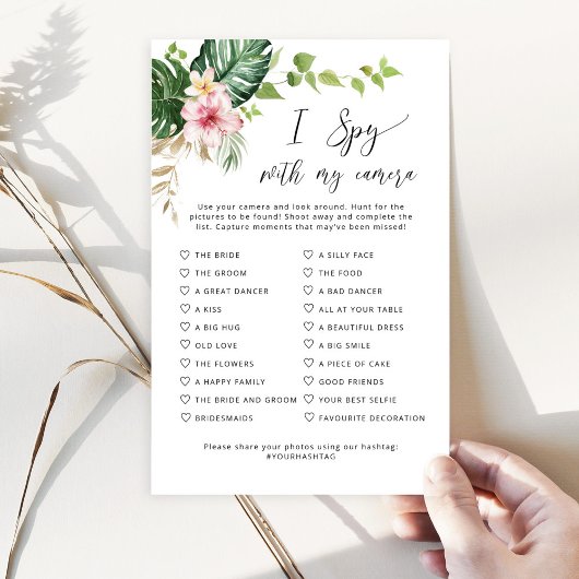 Tropical I spy mit meiner Kamera Hochzeitsspiel