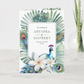 Tropical Indian Peacock Floral All in One Wedding Einladung (Vorderseite)
