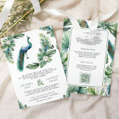 Tropical Indian Peacock Floral All in One Wedding Einladung