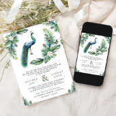 Tropical Indian Peacock Floral All in One Wedding Einladung