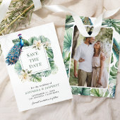 Tropical Indian Peacock Floral Wedding Save The Date