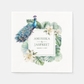 Tropical Indian Peacock Floral Wedding Serviette (Vorderseite)