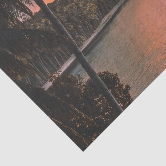 Tropical Island Abend Palm Tree Sonnenuntergang Seidenpapier (Ausschnitt)