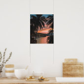 Tropical Island Abend Palm Tree Sunset Poster (Küche)
