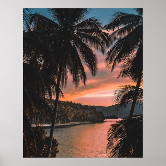 Tropical Island Abend Palm Tree Sunset Poster (Vorne)