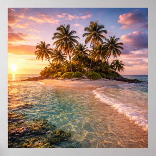 Tropical Island at Sunset Poster (Vorne)