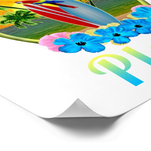 Tropical Island Beach Bitte farbenfroh Poster (Ecke)