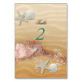 Tropical Island Beach, Hochzeit in Urlaubsort, Cus Tischnummer (Vorderseite)