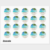 Tropical Island Beach Hochzeitsticker Runder Aufkleber (Blatt)
