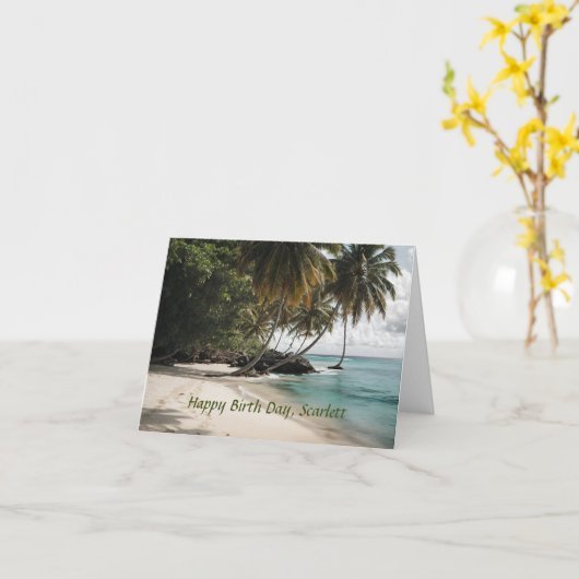 Tropical Island Beach Ocean Personalisiert zum Geb Karte (Gelbe Blume)