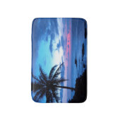 Tropical Island Beach Ocean Pink Blue Sunset Foto Badematte (Vorderseite Vertikal)