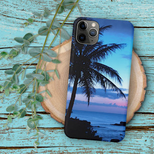 Tropical Island Beach Ocean Pink Blue Sunset Foto iPhone 11Pro Max Hülle
