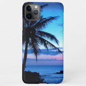 Tropical Island Beach Ocean Pink Blue Sunset Foto iPhone Hülle (Rückseite)