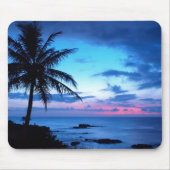 Tropical Island Beach Ocean Pink Blue Sunset Foto Mousepad (Vorne)