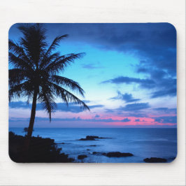 Tropical Island Beach Ocean Pink Blue Sunset Foto Mousepad