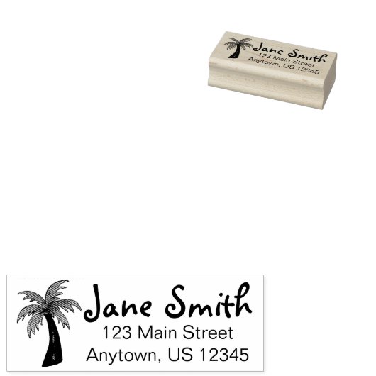 Tropical Island Beach Palm Tree Personalisiert Gummistempel (Stempel)