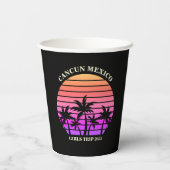 Tropical Island Beach Palm Tree Pink Black Party Pappbecher (Rückseite)