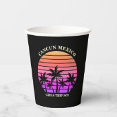 Tropical Island Beach Palm Tree Pink Black Party Pappbecher (Vorderseite)