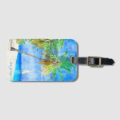 Tropical Island Beach Palm Tree Sailboat Gepäckanhänger (Vorderseite (Horizontal))