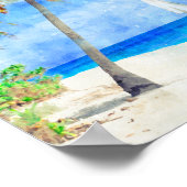 Tropical Island Beach Palm Tree Sailboat Poster (Ecke)