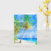 Tropical Island Beach Palm Tree Sailboat Vielen Da Karte (Gelbe Blume)