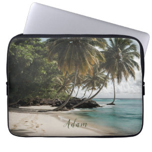 Tropical Island Beach Personalisierter Name Laptopschutzhülle
