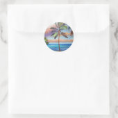 Tropical Island Beach Runder Aufkleber (Tasche)