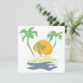Tropical island beach scenery. Outline palm tree   Karte (Stehend Vorderseite)